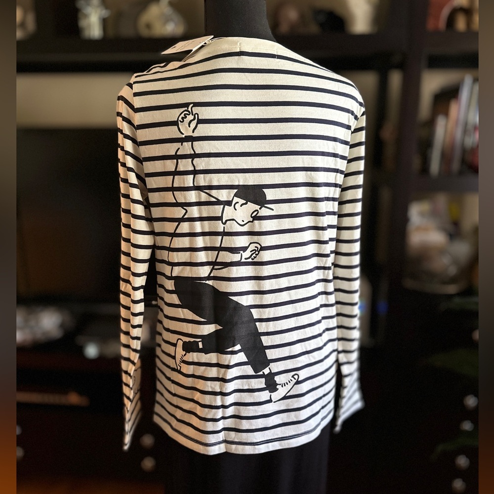 Petit Bateau Black and White Striped Shirt Medium - Picture 2 of 11